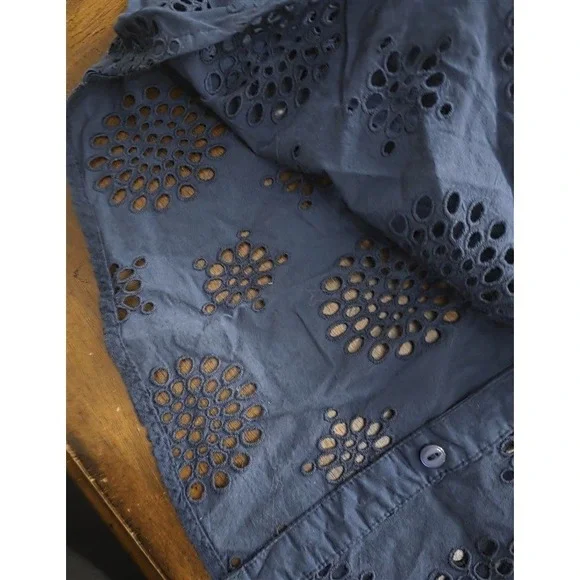 NWOT Michael Stars L Bernadette Button Shirt Dress Eyelet 124969 - Picture 4 of 6